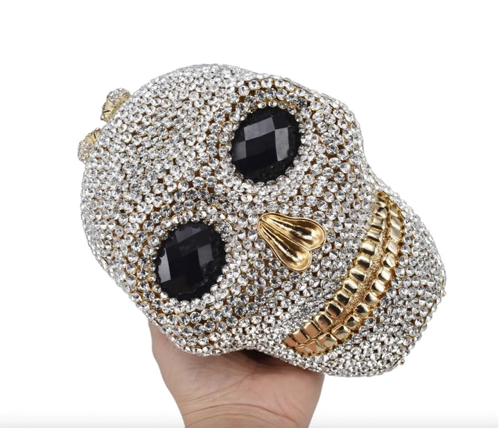 Skull Shaped Sparkling Crystal Clutch Purse